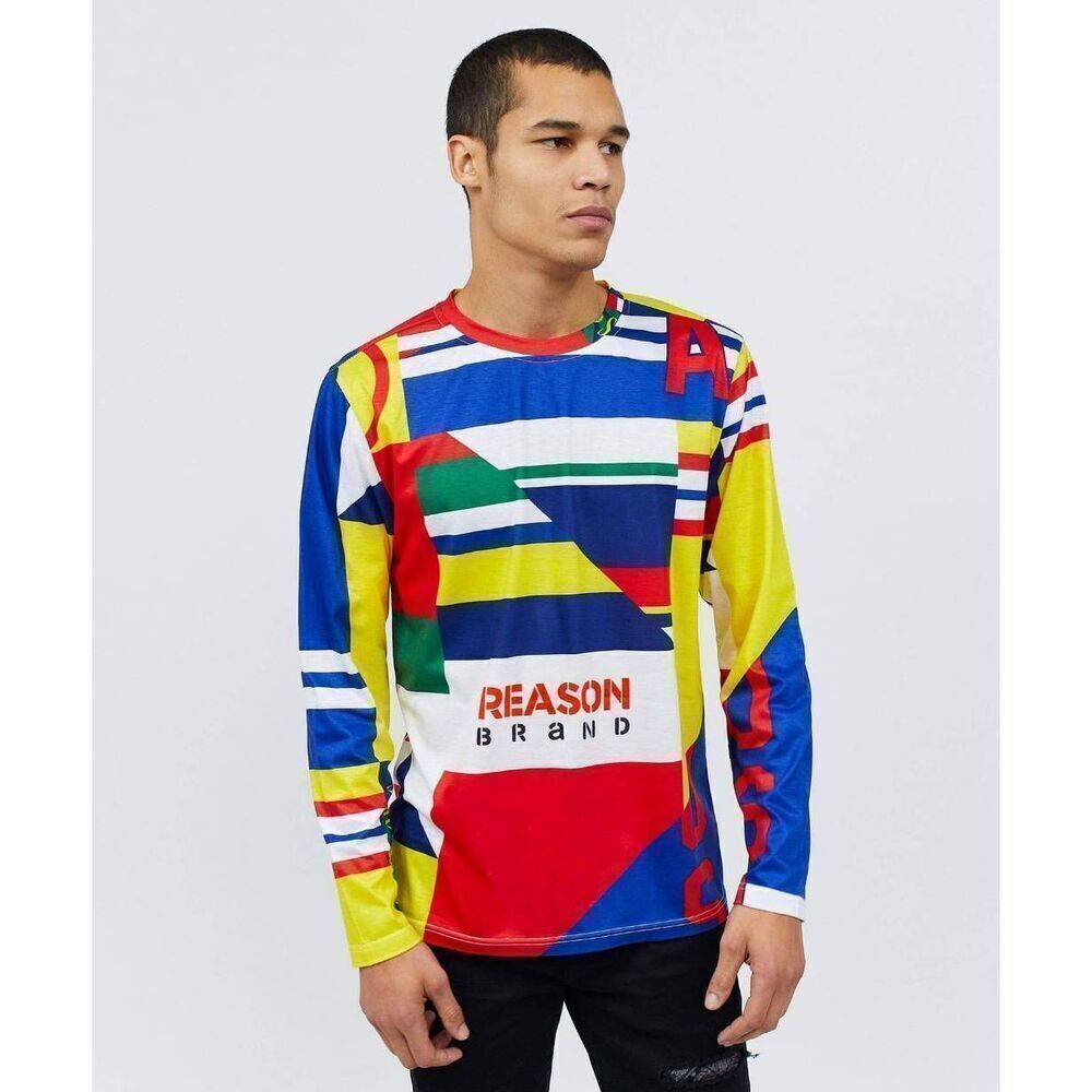 New Medium Reason Primary Long Sleeve Streetware Casual Tee Tshirt Pullover NWT